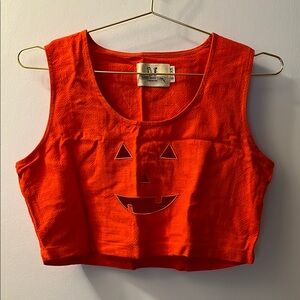 Fashion Brand Company Pumpkin Face Crop Top